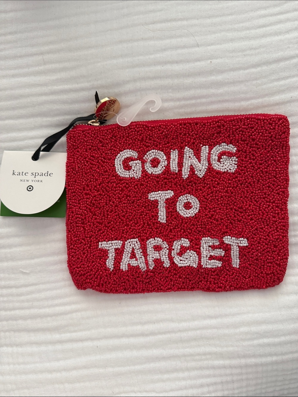 Kate spade Red Zip Pouch with Gold Hardware NWT